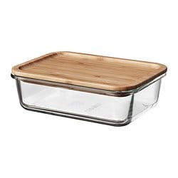 IKEA 365+ - pojemnik na żywność z pokrywką prostokąt szkło/bambus