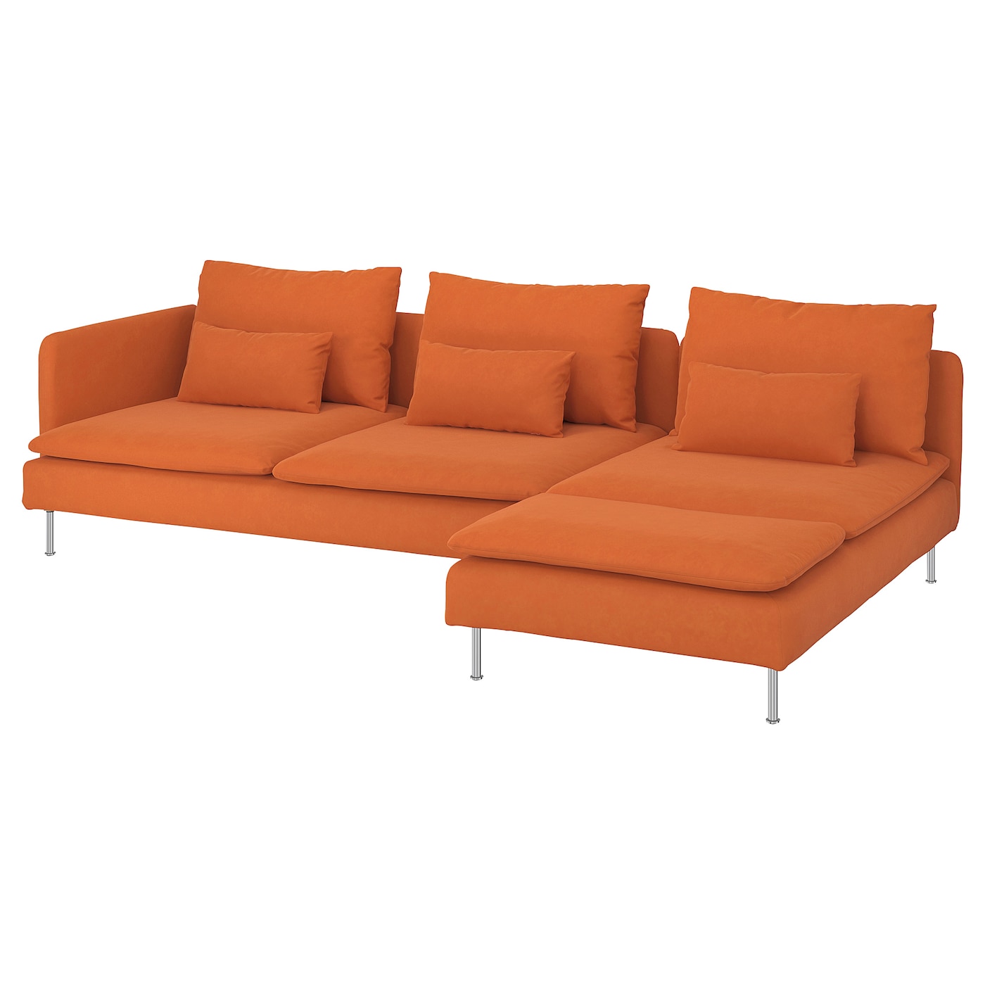 SöDERHAMN - sofa 4-osobowa z szezlongiem i otwarty koniec/samsta pomarańczowy