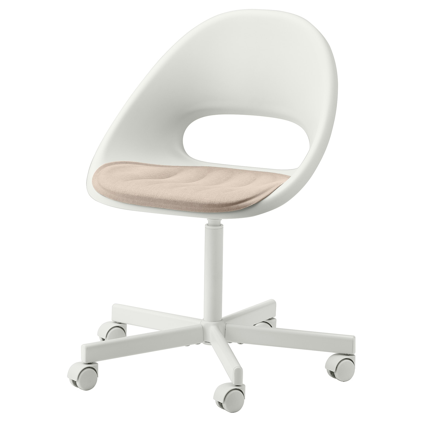 LOBERGET / BLYSKäR - krzesło obrotowe tapicerowane biały/beżowy