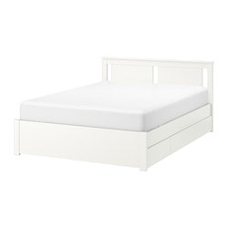 SONGESAND - Каркас кровати (2 ящика для белья, белый)