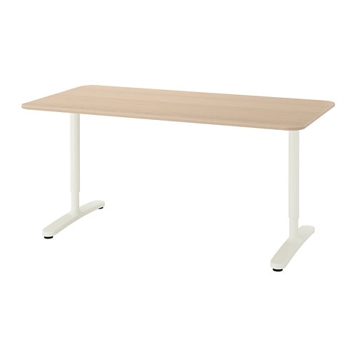 BEKANT - письменный стол, дубовый шпон × белый, белый