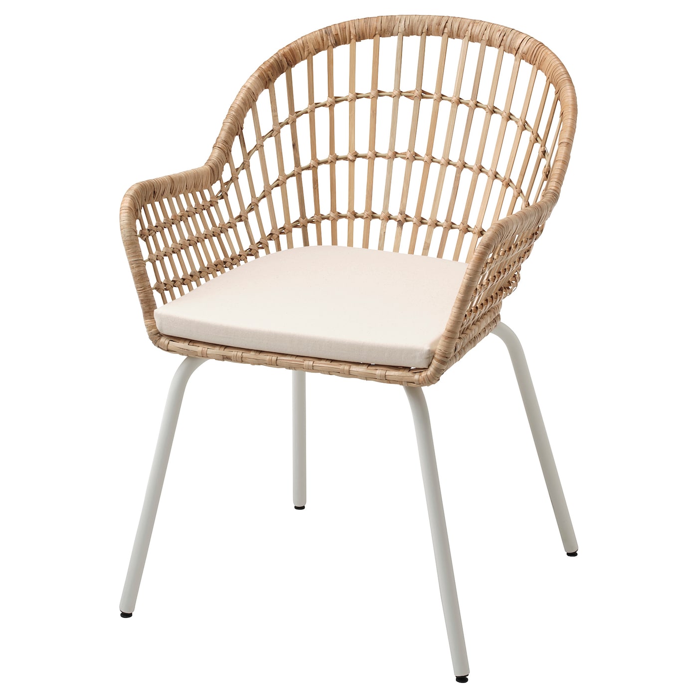 NILSOVE / NORNA - krzesło z poduszką rattan biały/laila naturalny