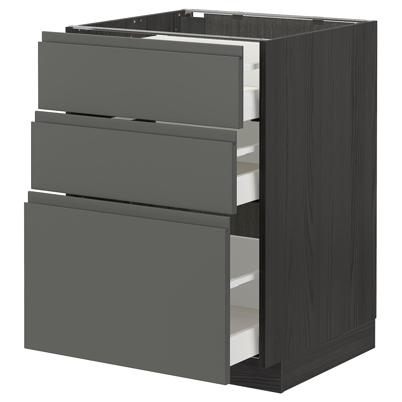 METOD / MAXIMERA - szafka stojąca z 3 szufladami czarny/voxtorp ciemnoszary