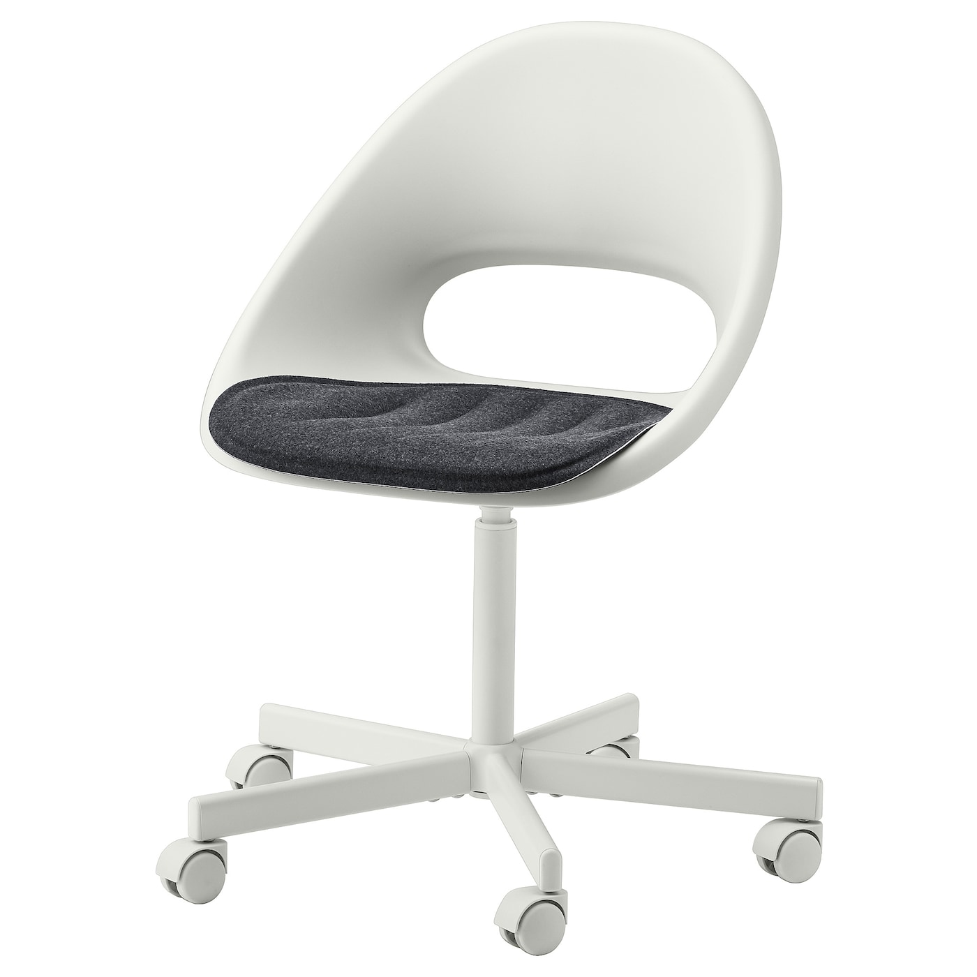 LOBERGET / BLYSKäR - krzesło obrotowe + poduszka biały/ciemnoszary
