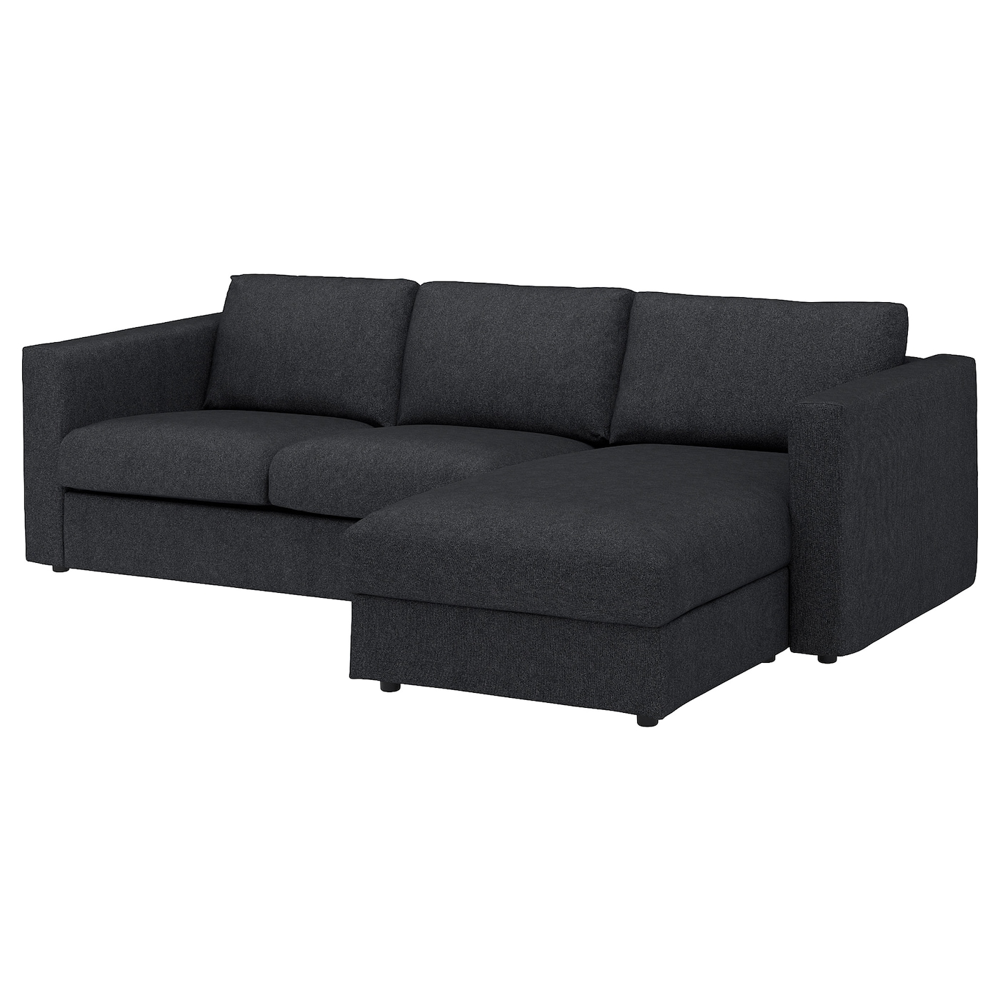 VIMLE - sofa 3-osobowa z szezlongiem/tallmyra czarny/szary