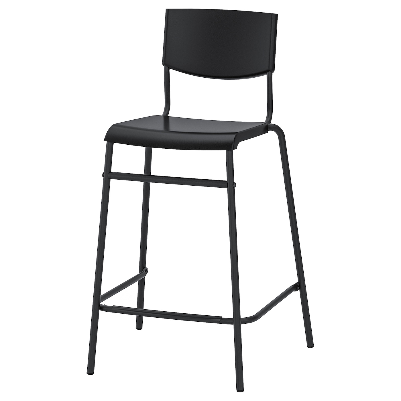STIG - stołek barowy z oparciem czarny/czarny