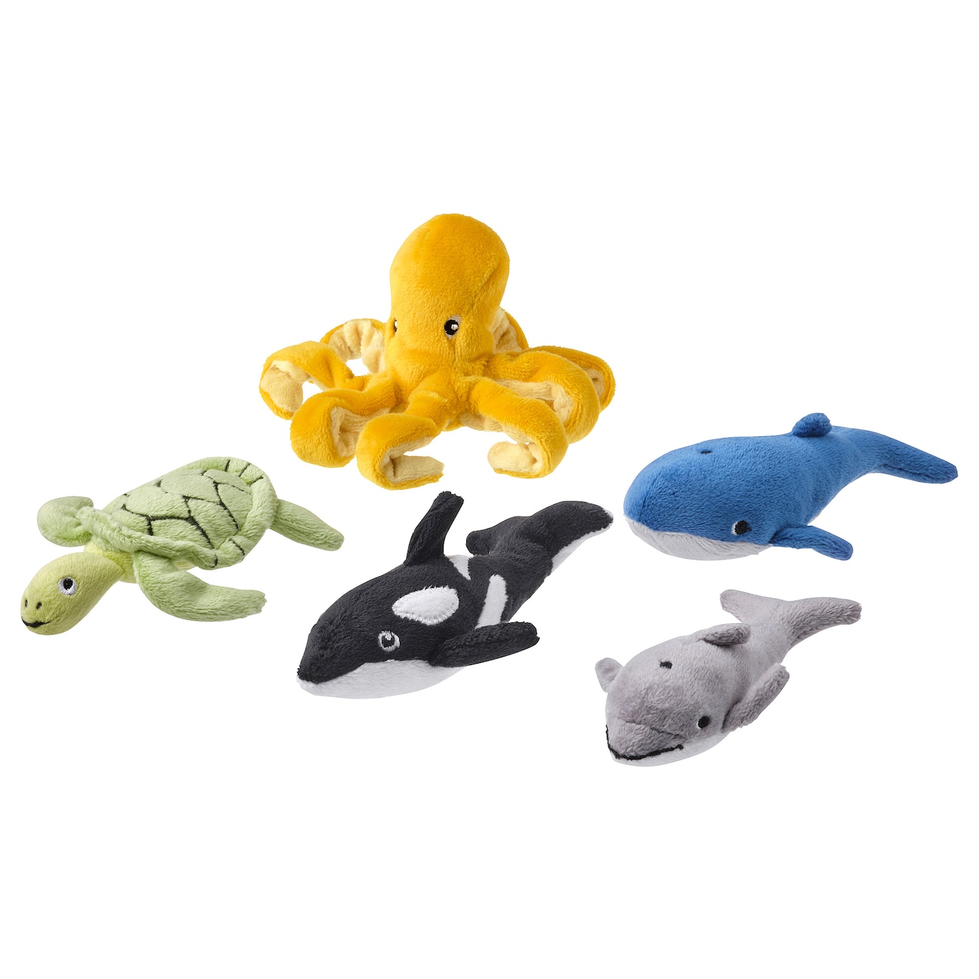 BLåVINGAD - zestaw zabawek pluszowych 5 szt oceaniczne zwierzęta/różne kolory