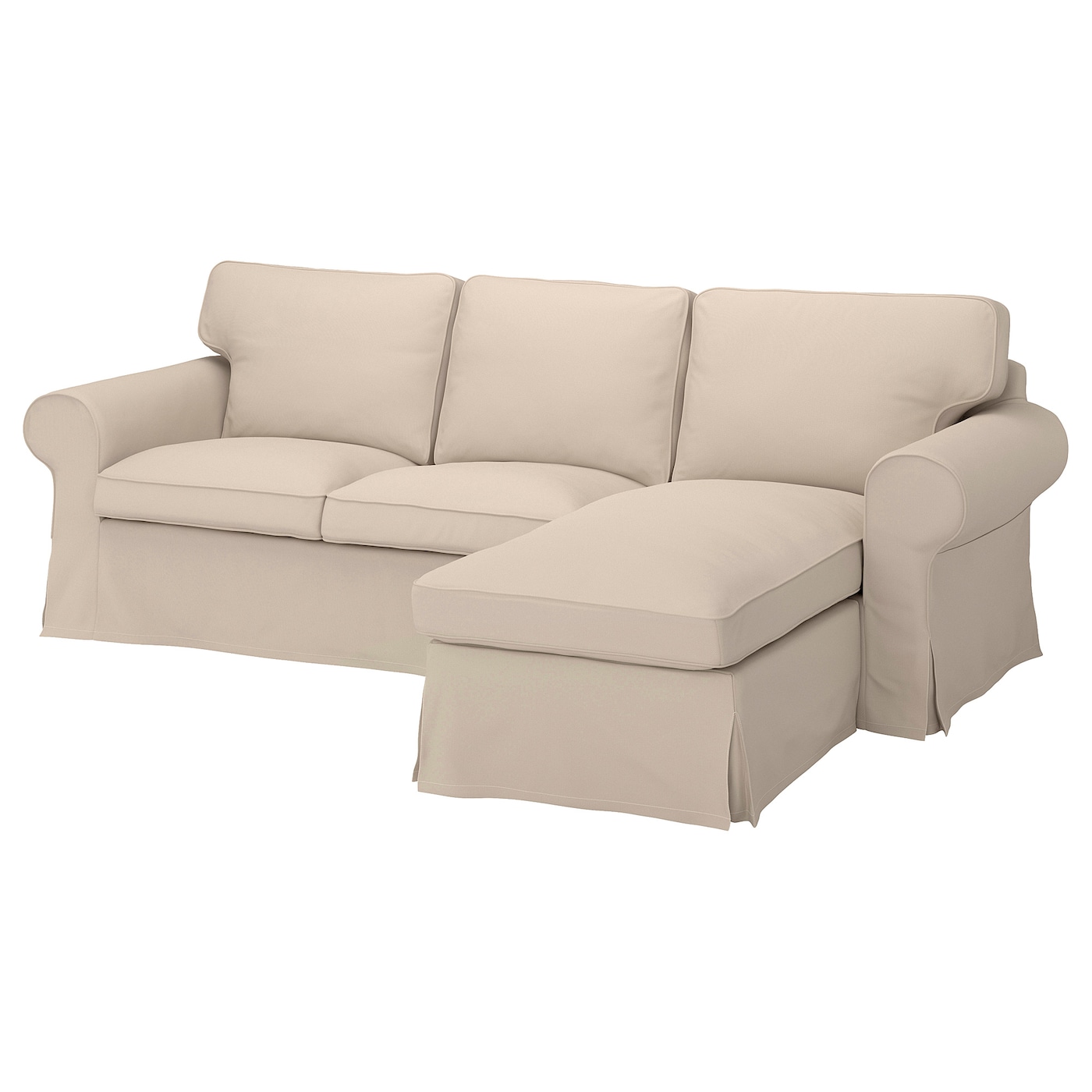 EKTORP - sofa 3-osobowa z szezlongiem hallarp beżowy
