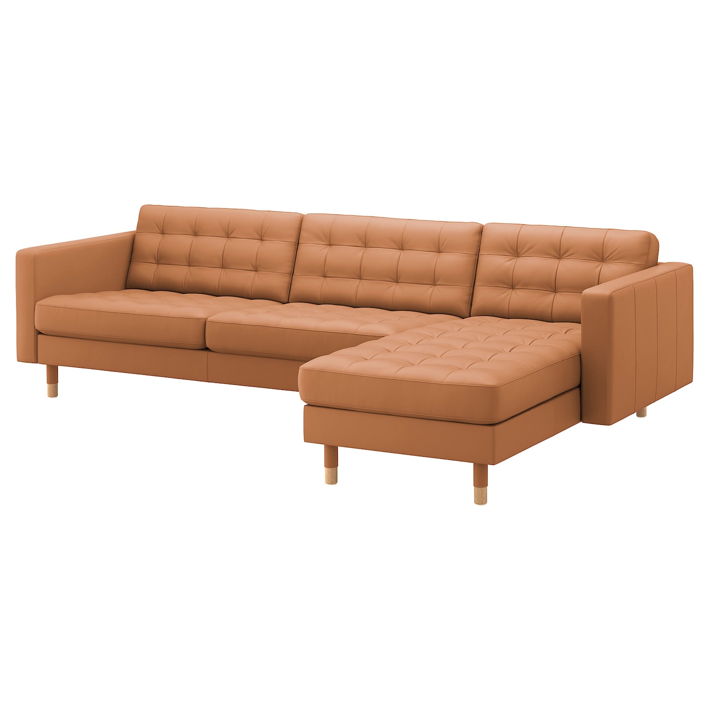 LANDSKRONA - sofa 4-osobowa z szezlongiem/grann/bomstad złoto-brązowy/drewno