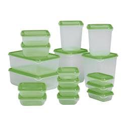 PRUTA - контейнер на продукты питания, 17 шт. прозрачный, зеленый