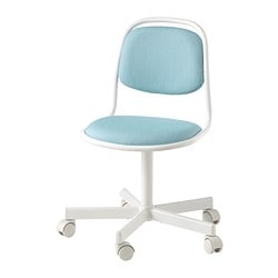 öRFJäLL - dziecięce krzesło biurowe biały/vissle niebieski/zielony