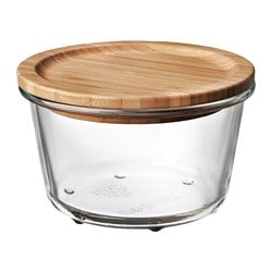 IKEA 365+ - pojemnik na żywność z pokrywką okrągły szkło/bambus