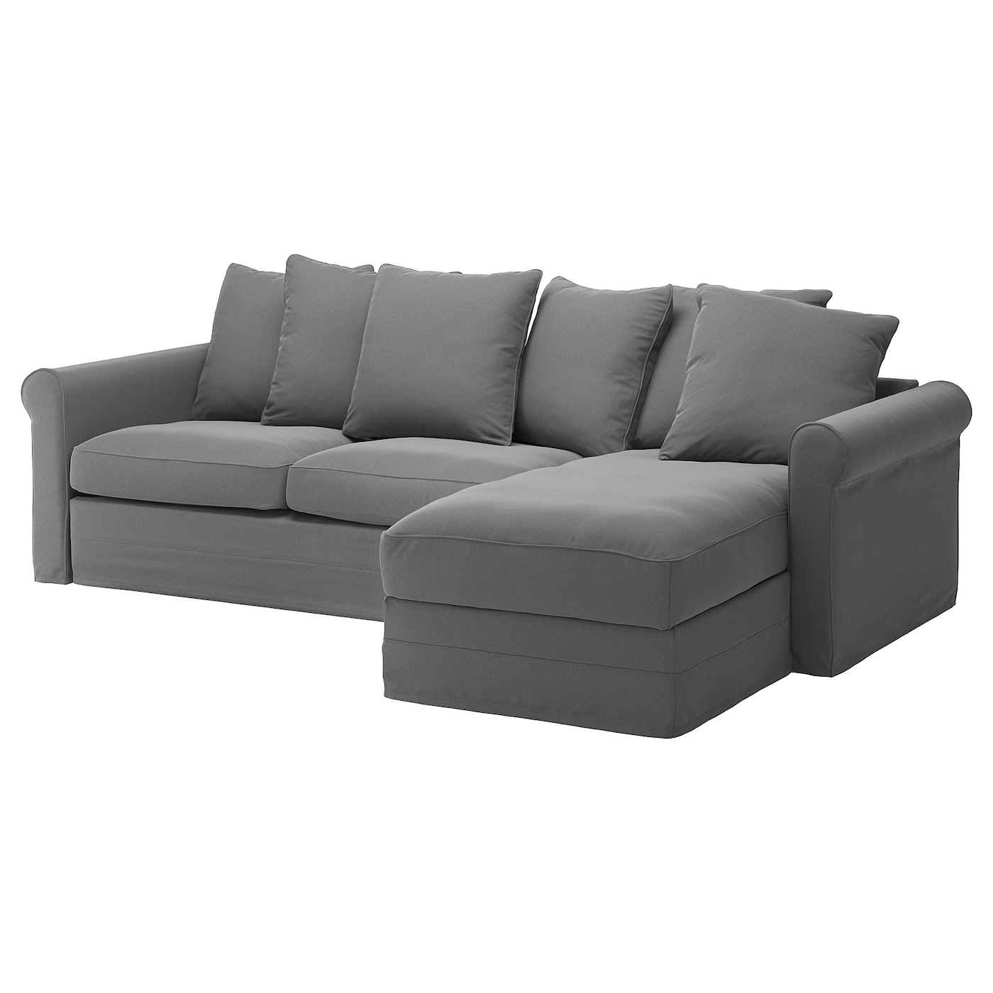 GRöNLID - rozkładana sofa 3-osobowa z szezlongiem/ljungen średnioszary