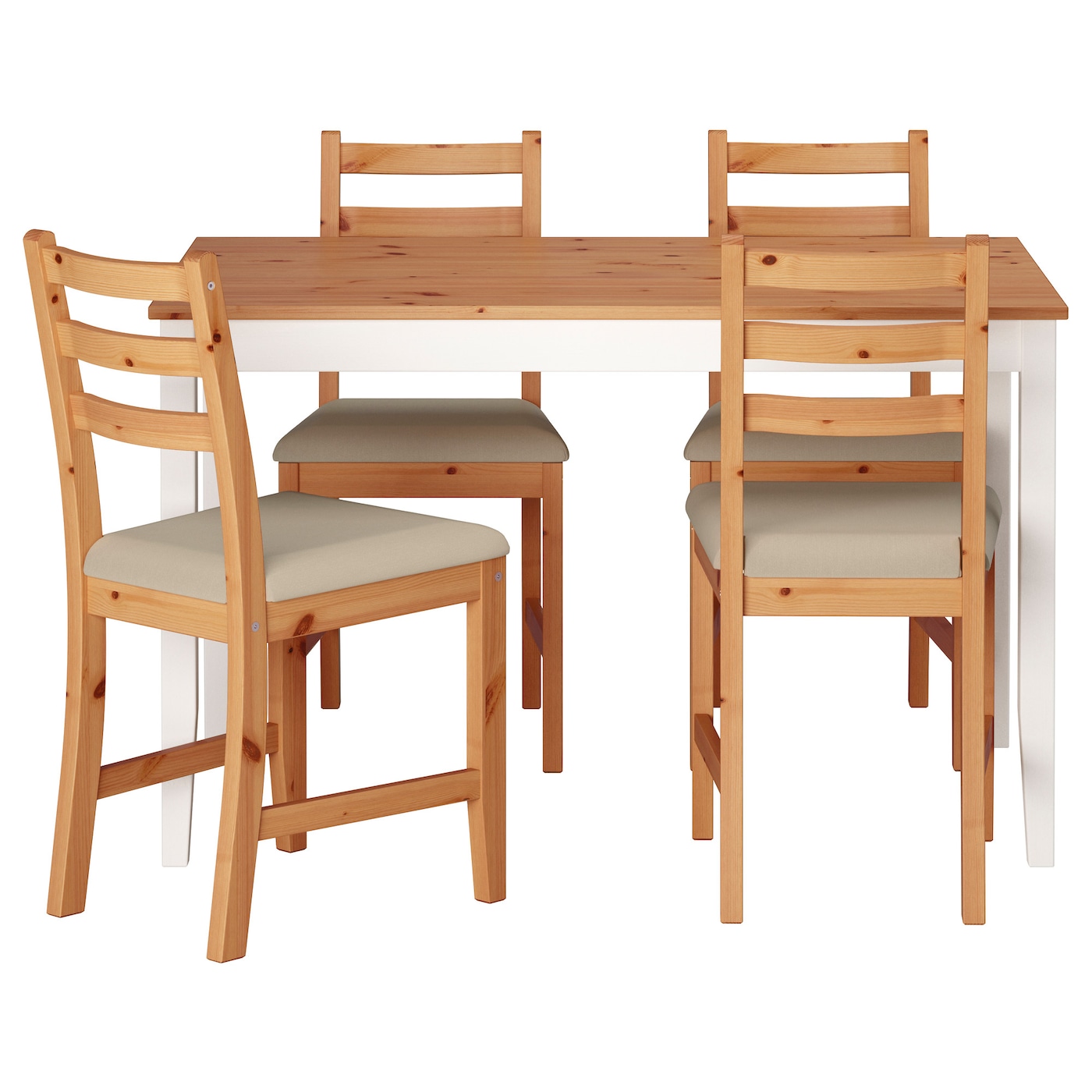 LERHAMN - stół i 4 krzesła bejca jasna patyna biała bejca/vittaryd beżowy