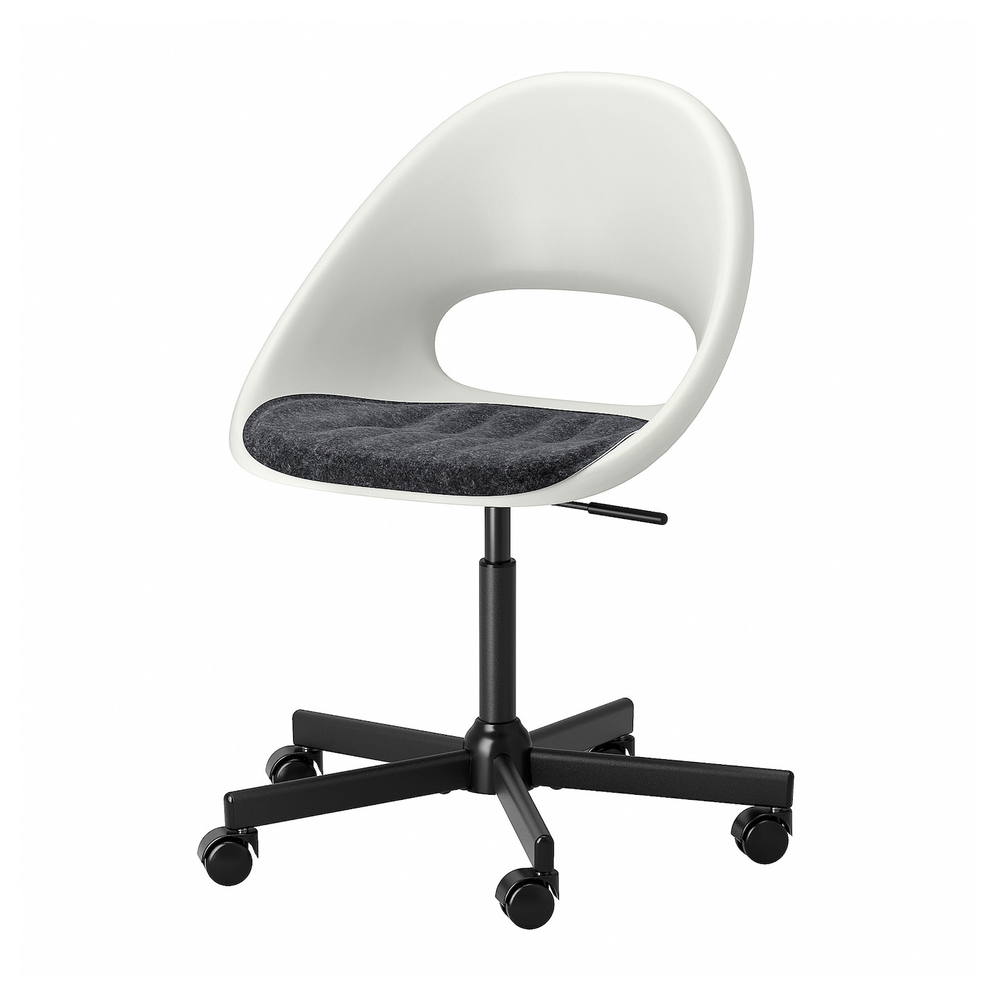 LOBERGET / MALSKäR - krzesło obrotowe + poduszka biały czarny/ciemnoszary