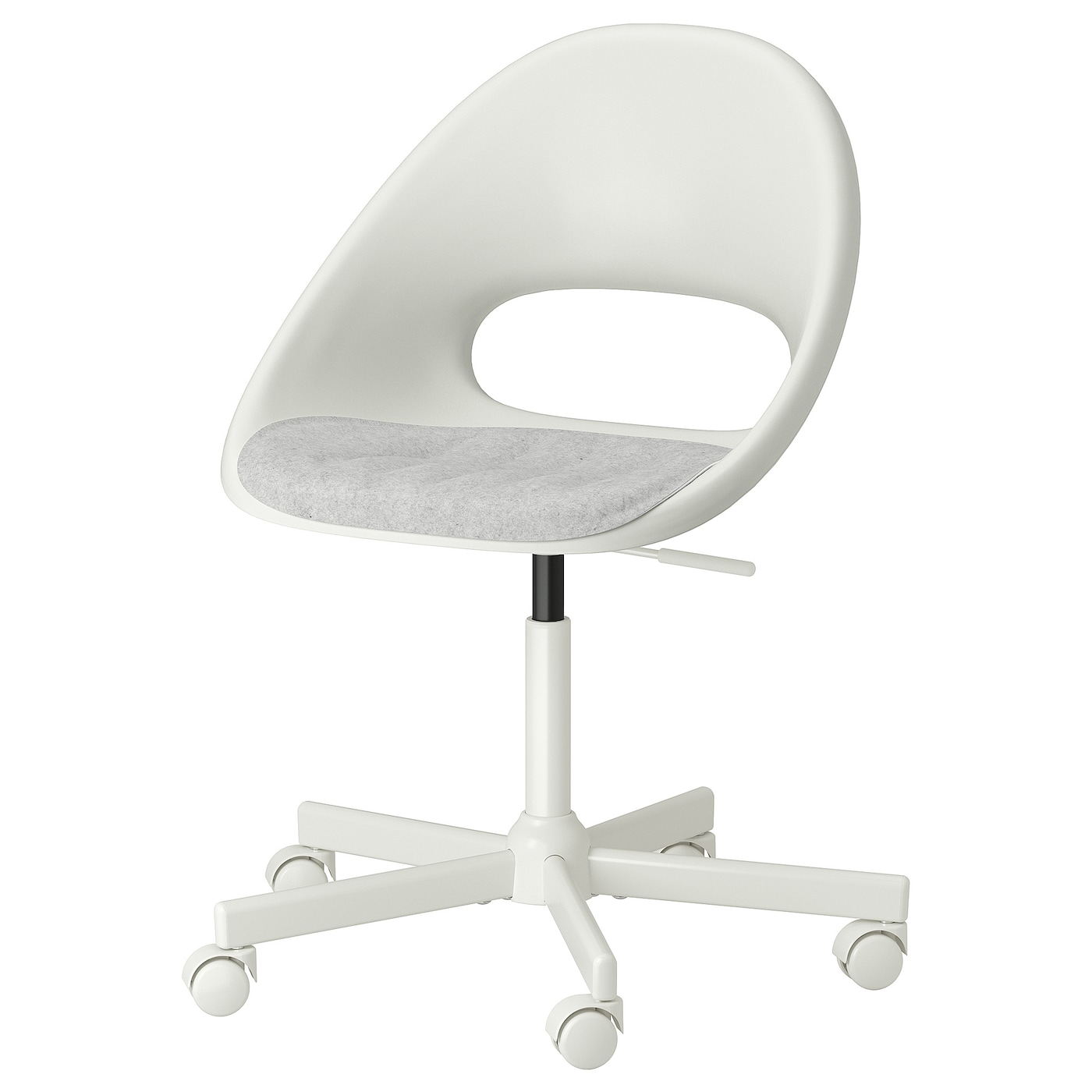 LOBERGET / MALSKäR - krzesło obrotowe + poduszka biały/jasnoszary