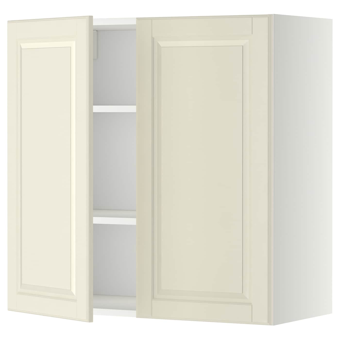 METOD - szafka ścienna z półkami/2 drzwi biały/bodbyn kremowy