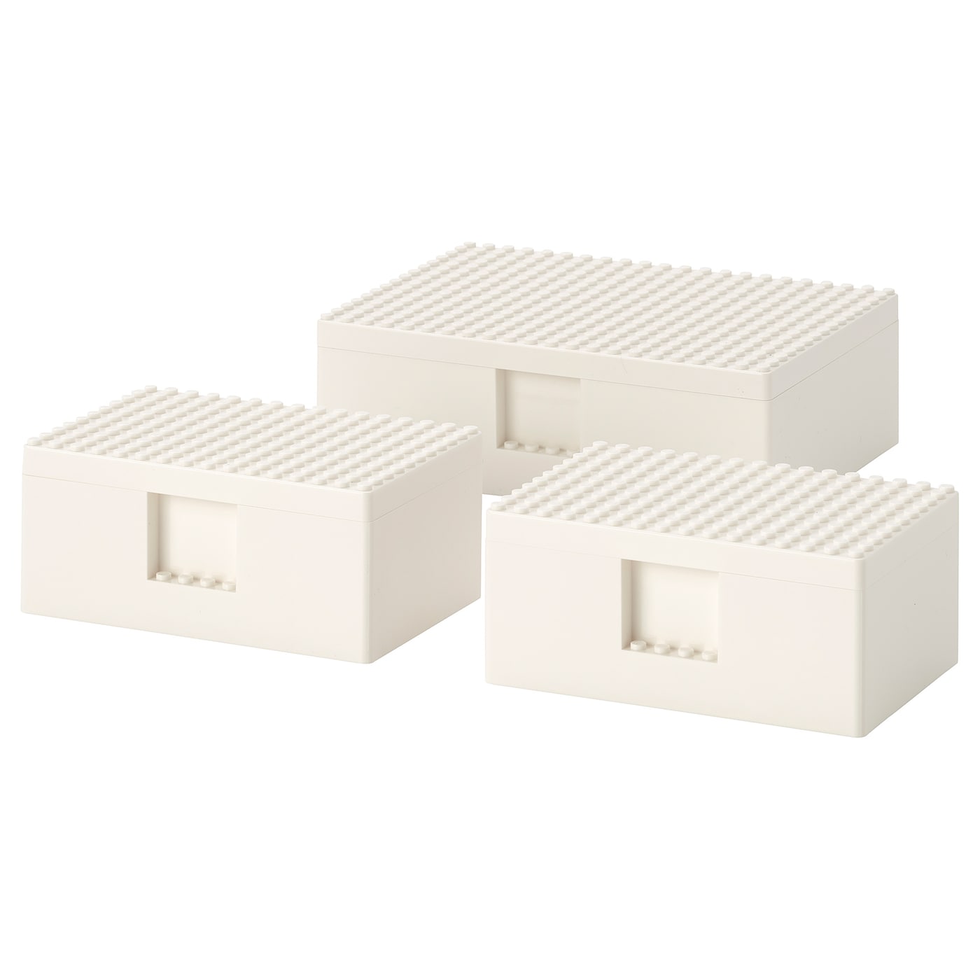BYGGLEK - pudełko lego® z pokrywką, 3p biały