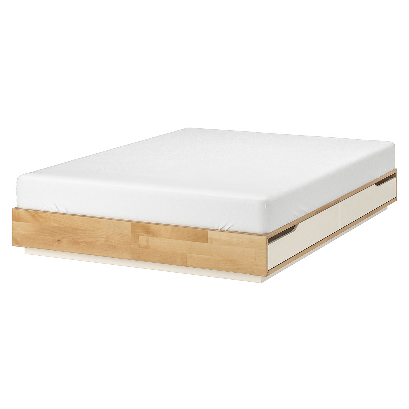 MANDAL - rama łóżka z szufladami brzoza/biały