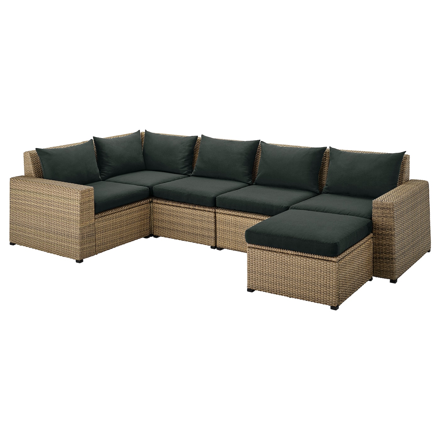 SOLLERöN - модульный диван-кровать угловой 4-передняя внешнее коричневый с подставкой для ног, коричневый, hållö черный