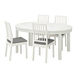 BJURSTA / EKEDALEN - стол и 4 стула, белый, orrsta светло-серый