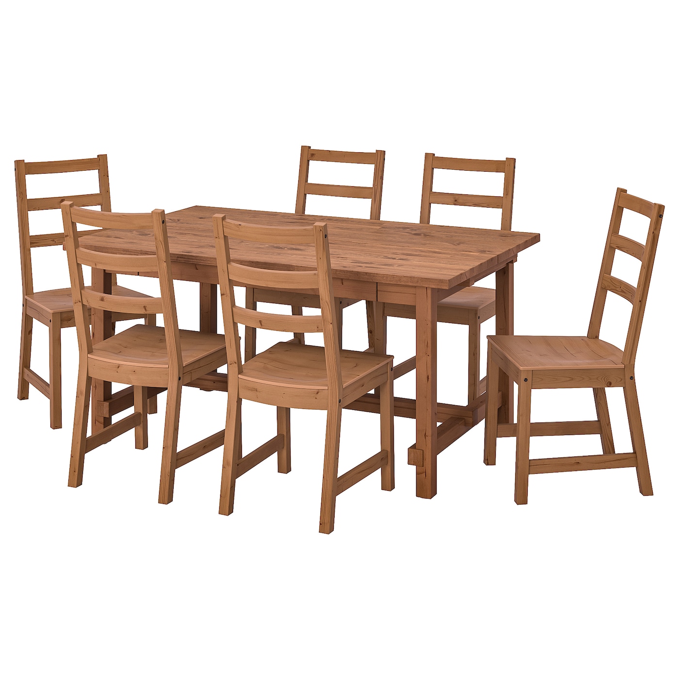 NORDVIKEN / NORDVIKEN - stół i 6 krzeseł bejca patynowa/bejca patynowa