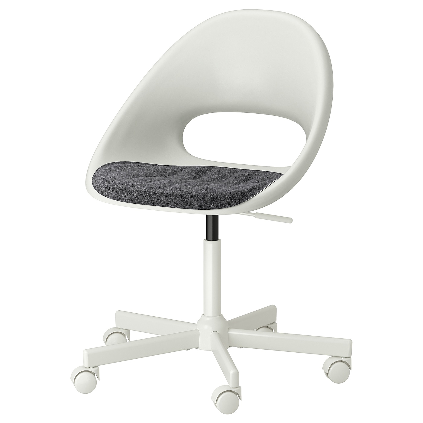 LOBERGET / MALSKäR - krzesło obrotowe + poduszka biały/ciemnoszary